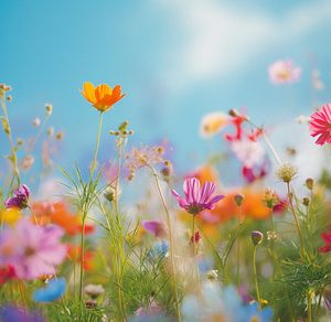Summer flowers on a meadow in sun