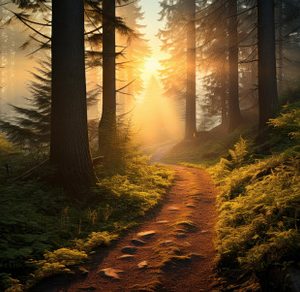 Illuminated Mountain Path
