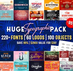 Huge Font Pack + 60 Logos • SALE
