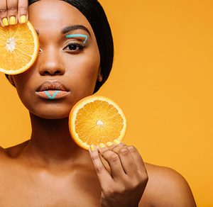 Woman with vivid makeup