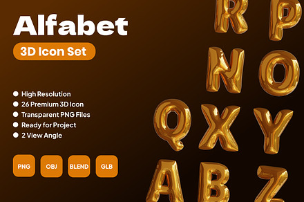 Alphabet 3D Icon Set