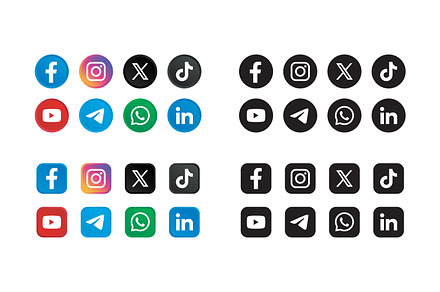 Modern social media icons set