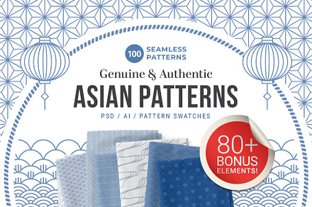 100 Asian Patterns + Bonus Elements