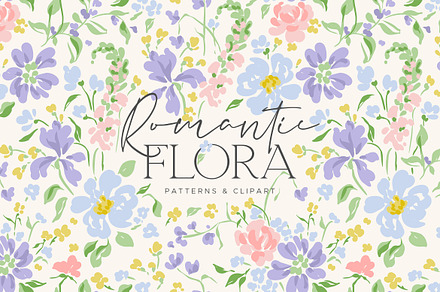 Romantic Flora - Patterns & Clipart