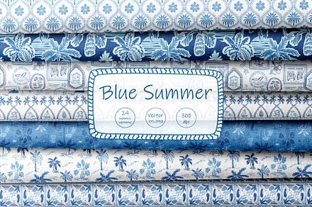 Blue tropical summer beach patterns