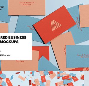Scattered Business Cards Mockup