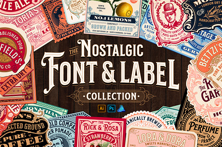 Nostalgic Font and Label Collection