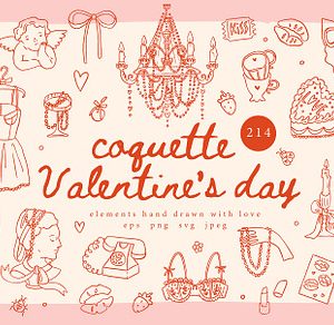 Coquette Valentine's day clipart set