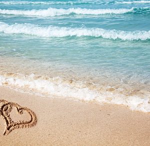 Heart Drawn in Beach Sand