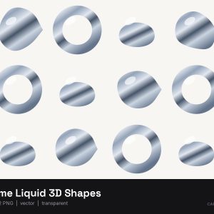 Chrome Liquid 3D Shapes